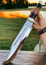 Handmade Hunting Crocodile Dundee Bowie knife for Outdoor and Camping with Brass and Horn handles for best Hand Grip. - Image 5