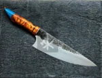 Handmade Carbon Steel Chef knife, Forged Japanese Santoku Cooking Knife, Utility Kitchen Knife with Resin Handle. Gift for Her. - Image 3
