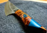Handmade Carbon Steel Chef knife, Forged Japanese Santoku Cooking Knife, Utility Kitchen Knife with Resin Handle. Gift for Her. - Image 2